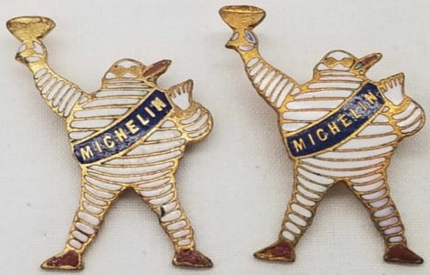 Michelin Bibendum Cloisonne Lapel Pins ~ Before World War 2 (1 of 2)