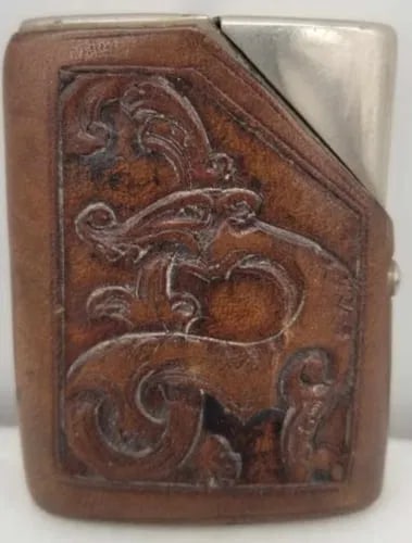 Match Safe 19th Century ~ Vesta Case ~ Leather (1 of 2)