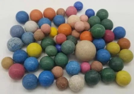 60 Old German Painted Clay Marbles (1 of 3)