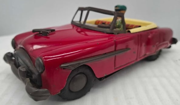 Friction Tin Toy Car ~: this is a very cute old toy, tin friction, one front tire is a little bit loose, works well, about 8 inches long