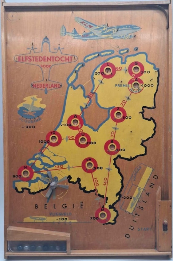Bagatelle Marble Game ~ KLM Airlines ~ Wood and Tin (1 of 9)