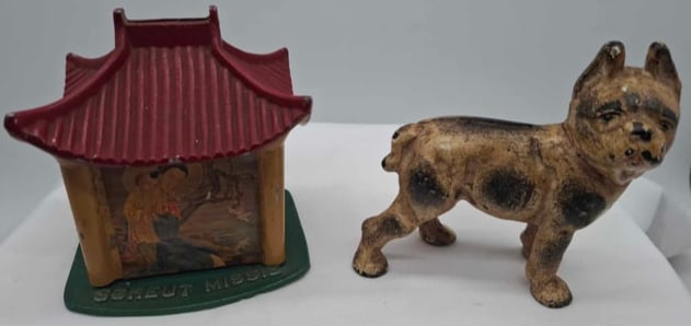 Toy Dog & Pagoda Banks ~ Iron & Aluminum (1 of 5)