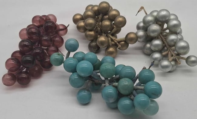 Rare Old German Blown Glass Grapes: The Blown Glass Fruit and Grapes that we currently have listed was all found in an Estate in the Hague, I have not seen any others like them, they are thin blown glass like Old Lausha Germany Christma