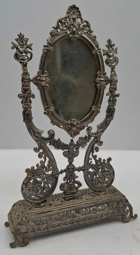 Antique German Lead Doll Dressing Mirror (1 of 4)