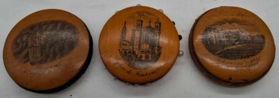 Mauchlinware ~ Pincushion: We are offering a Beautiful Collection of Mauchlinware, all collected by one person on her family trips to England when she was a child, some Rare Items, this piece is about 2 inches