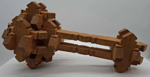 Vintage Folk Art Puzzle Rattle ~ Tramp Art: This is a very nice old rattle, well-constructed, has a very nice surface, about 11 inches