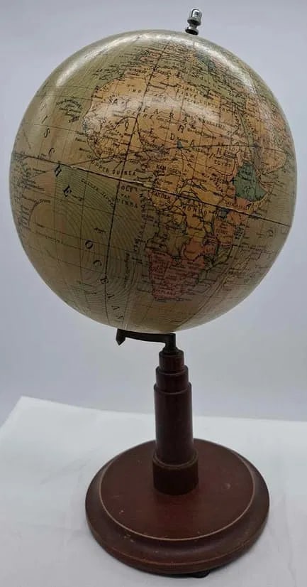 1920s/30s World Globe ~ Papier Mache with Wooden Base (1 of 5)