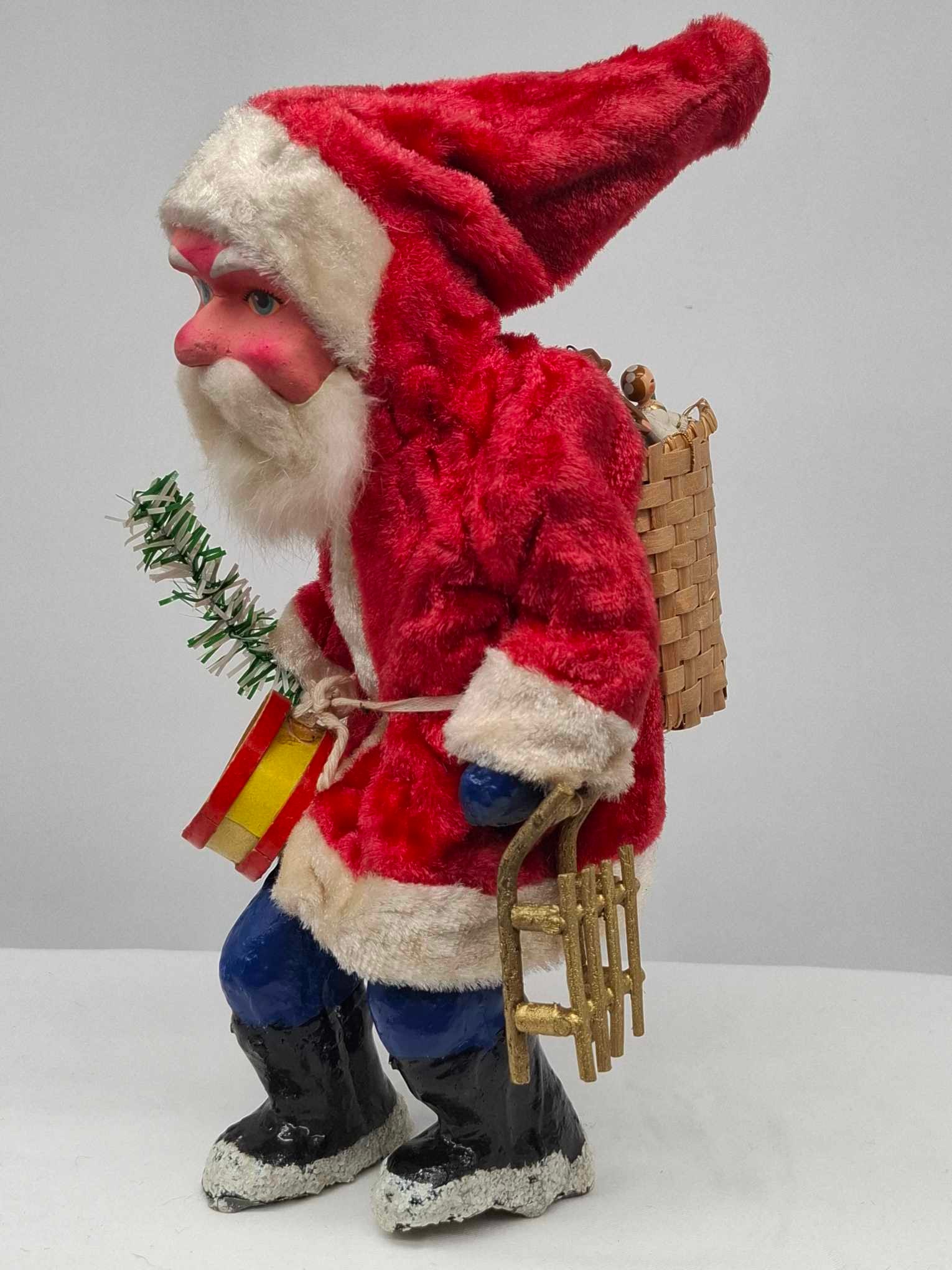 Old German Paper Mache Santa ~ Wicker Basket (1 of 10)