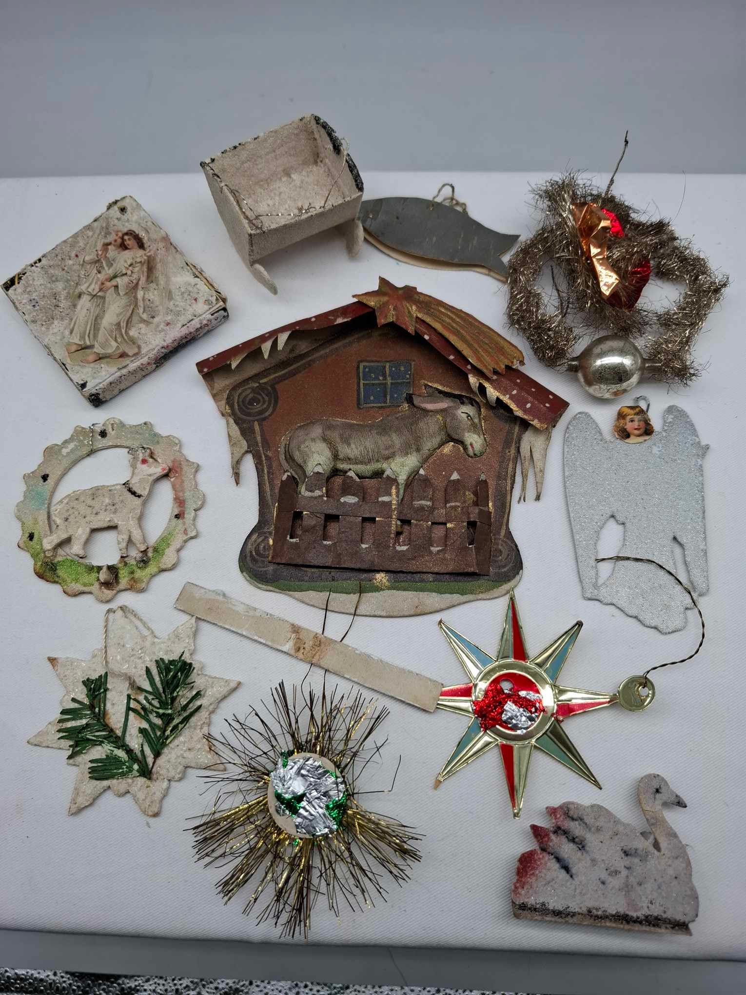 Old German Cardboard Feather Tree Ornaments (1 of 7)