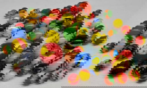 Large Lot Vintage Machine-Made Marbles: Very nice old lot of machine-made marbles, it is the last part of a one owner collection we are selling, please look at the photos, Largest is about 3.2 cm