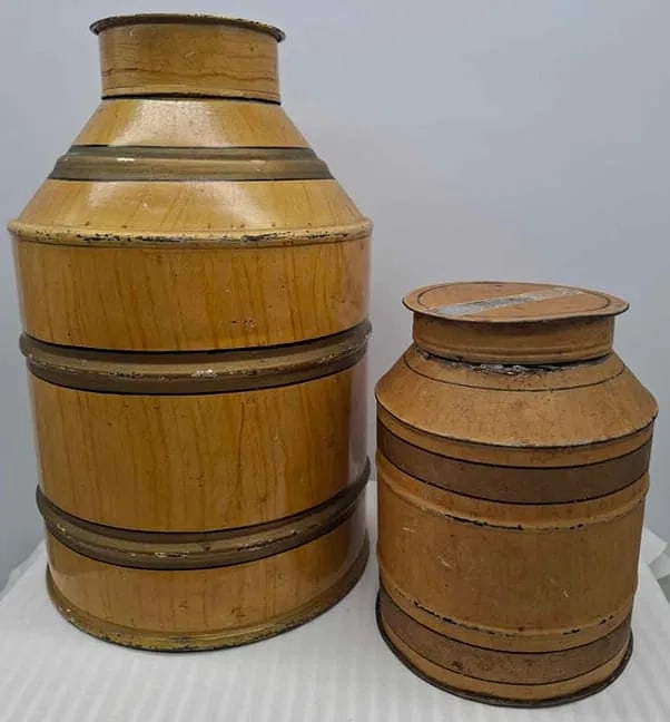 Tole Painted Tin Canisters, circa 1900 (1 of 5)