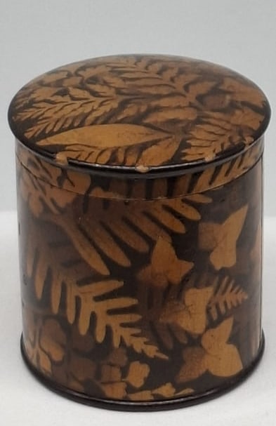Antique Mauchline Ware Fernware Wooden Canister, Scottish Souvenir Treen, 19th Century (1 of 3)