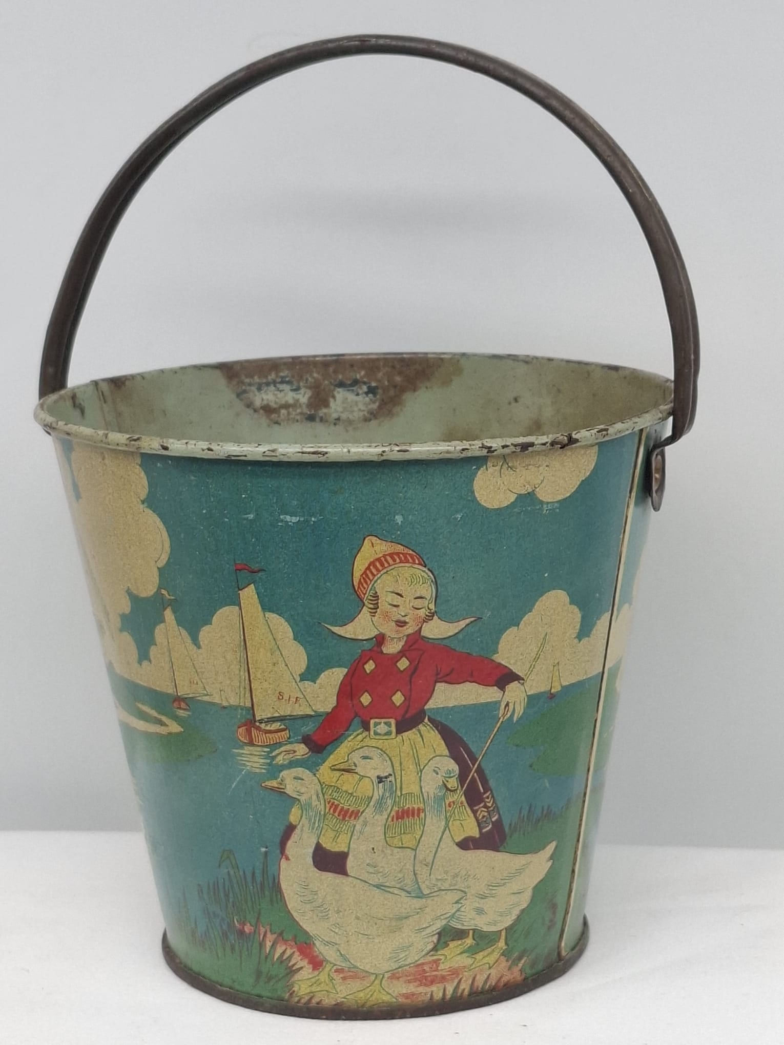 Early 20th Century Lithographed Tin Sand Pail – From Extensive European Collection (1 of 2)