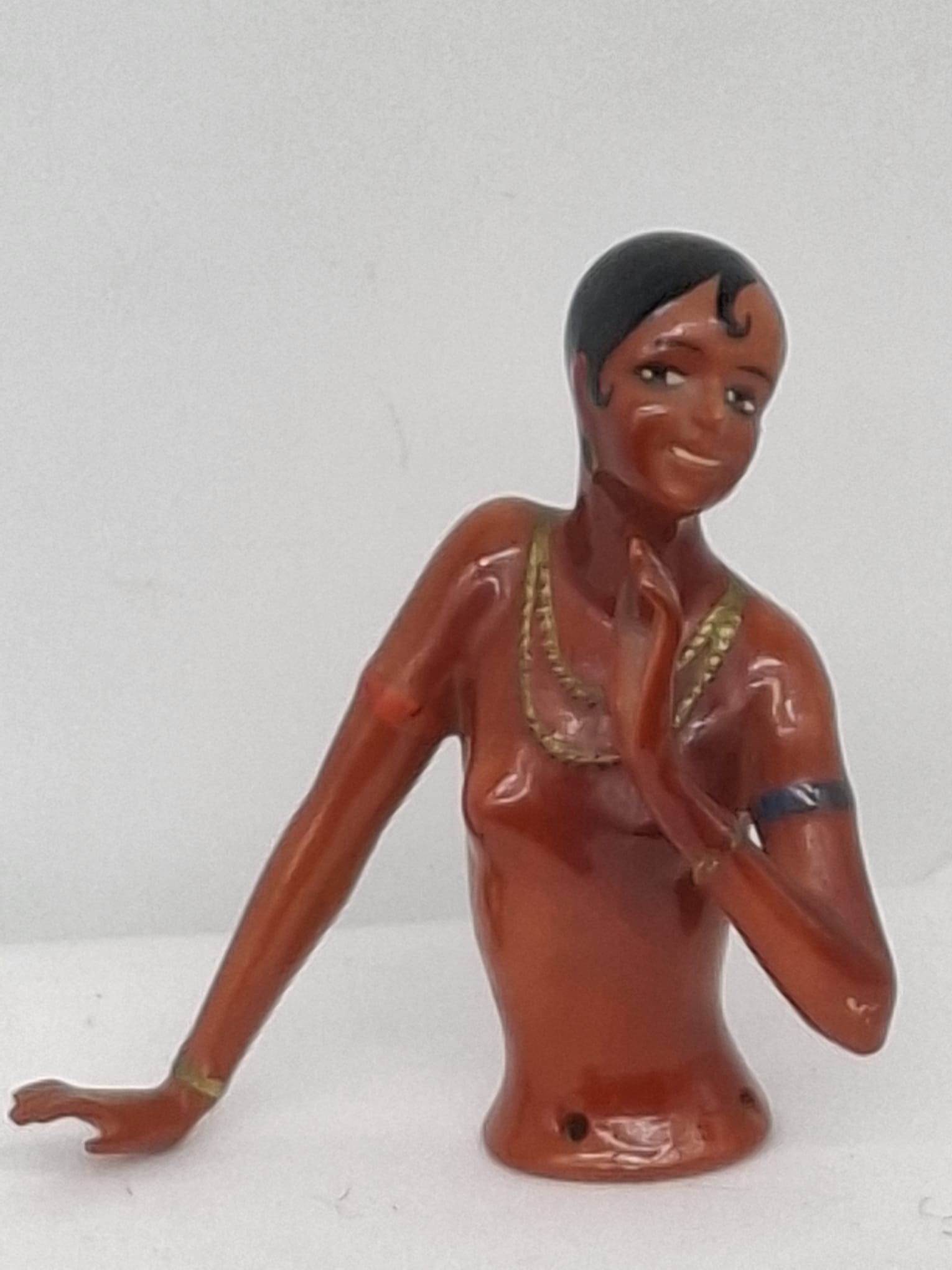 Rare Art Deco Porcelain Half Doll “Josephine Baker” Pincushion Figure, No. 793, c. (1 of 7)