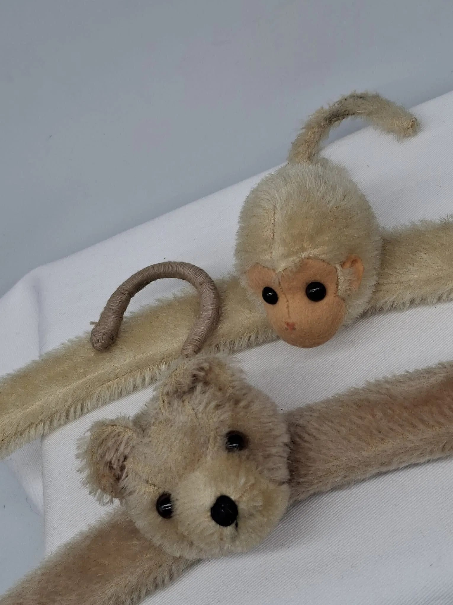 Pair of Vintage Steiff Mohair Clothes Hangers – Monkey & Bear – Mid 20th Century (1 of 6)