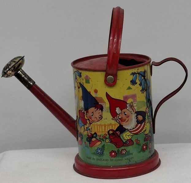 Chad Valley Tin Toy Child’s Watering Can – Noddy & Big Ears with Gnomes – Dated 1956 (1 of 2)