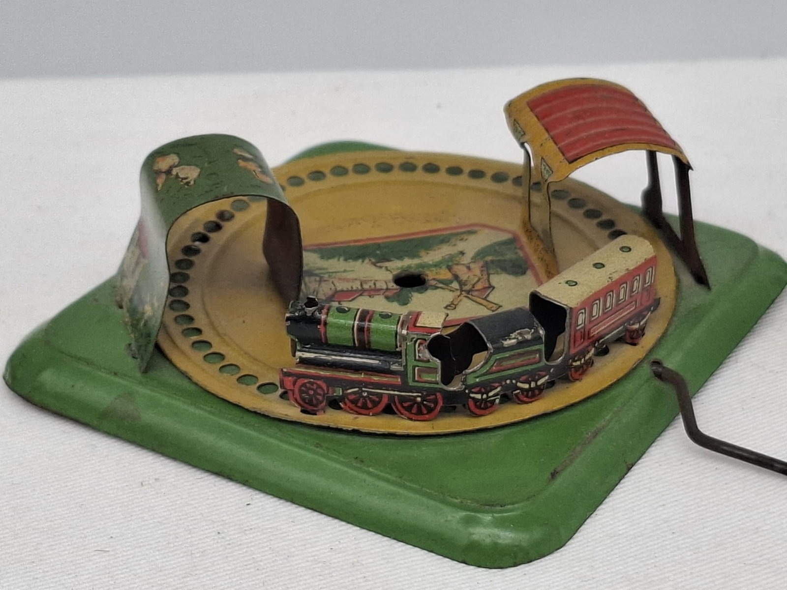 Antique Tin Penny Toy Mechanical Railroad, Hand-Cranked, Circa 1910 (1 of 4)