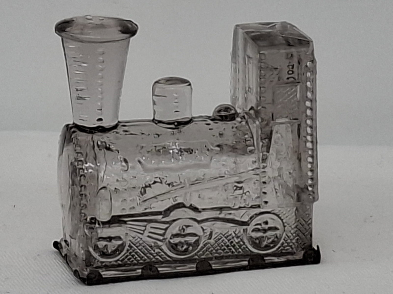 Rare Miniature Glass Candy Container Locomotive with Original Tin Closure (1 of 6)