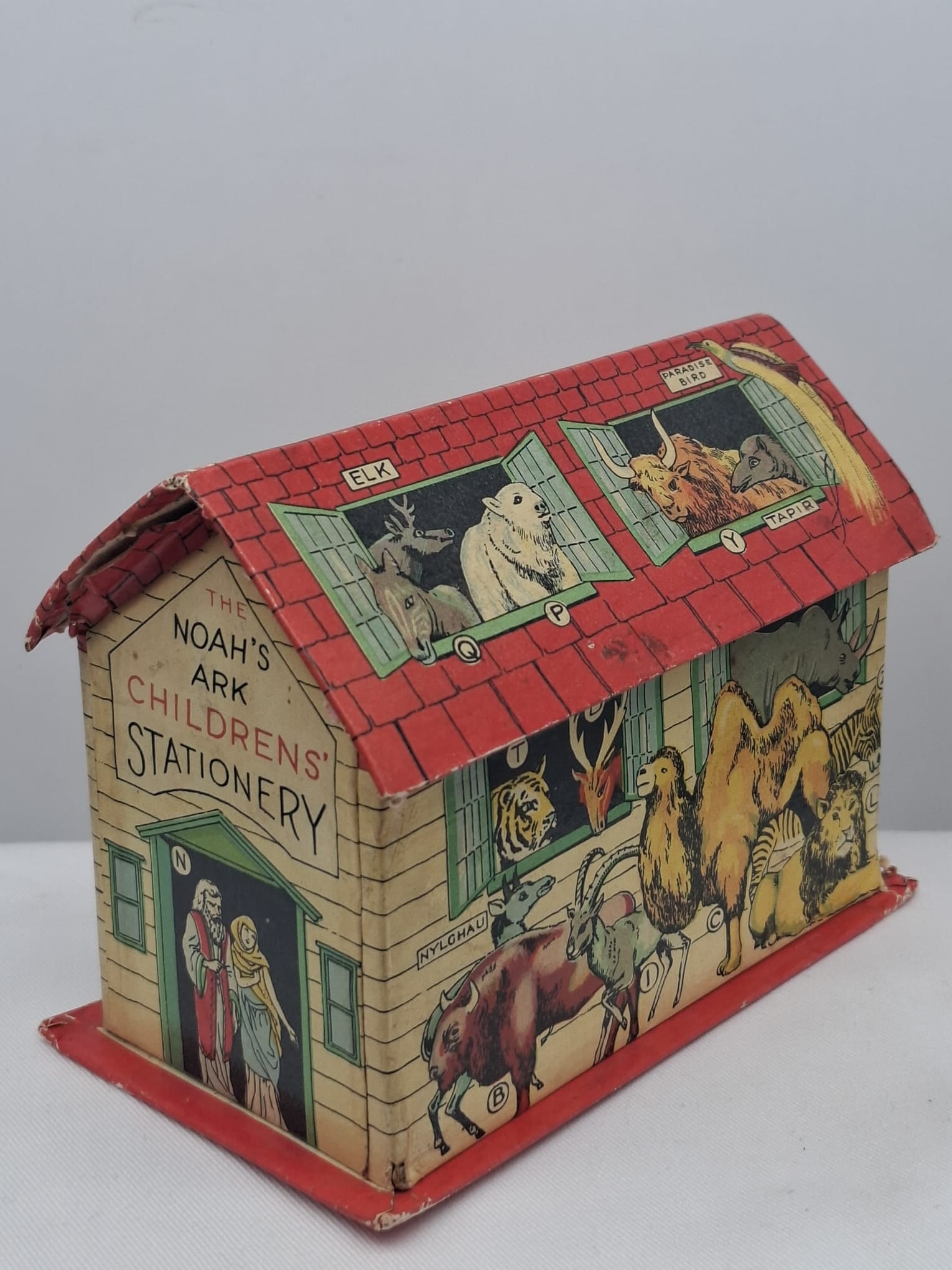 Rare “The Noah’s Ark Stationery” Lithographed Ark Box, England, c.1910–1930 (1 of 9)