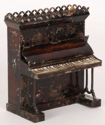 19th Century Rock & Graner Painted Tin Dollhouse Piano with Original Paint (1 of 3)