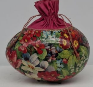 Exceptional Antique Easter Egg Candy Container with Silk Drawstring Top, Circa 1900 (1 of 6)