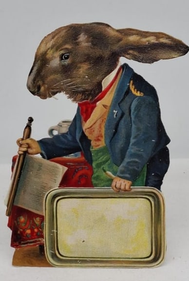 Antique Die-Cut Easter Rabbit Stand-Up, Chromolithographed, Circa 1910 (1 of 2)
