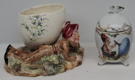 Pair of Antique Easter-Themed Pottery Pieces Including Majolica Example, Early 20th Century (1 of 5)