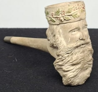 Rare Victorian Santa Claus Head Clay Pipe by C. Crop, English, Circa 1860 (1 of 6)