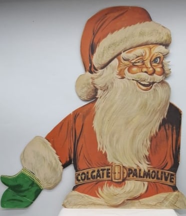 Large Mid-Century Colgate-Palmolive Santa Claus Die-Cut Store Display Advertisement (1 of 8)