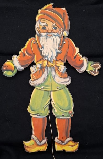 Large Mid-Century Santa Claus Cardboard Jumping Jack Decoration (1 of 4)