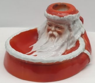 Royal Bayreuth Santa Claus Christmas Chamberstick Candle Holder, Early Blue Mark Porcelain, Bavaria (1 of 7)