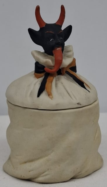 Rare Antique Bisque Porcelain Krampus Candy Container, German/Austrian, c. 1900 (1 of 6)