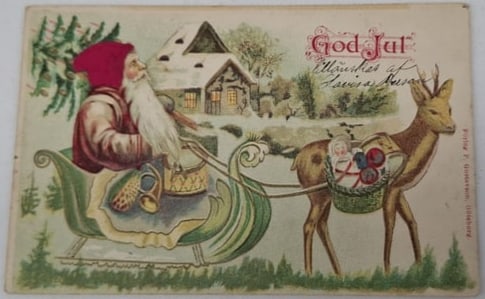 Antique German Santa Claus Christmas Postcard, c. 1900, Exceptional Holiday Illustration (1 of 2)