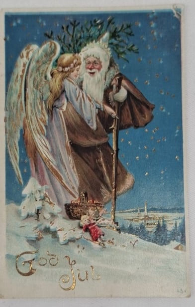 Antique German Santa Claus Christmas Postcard, c. 1900, Exceptional Holiday Illustration (1 of 2)
