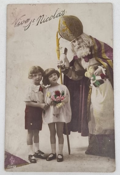 Antique German Santa Claus Christmas Postcard, c. 1900, Exceptional Holiday Illustration (1 of 2)