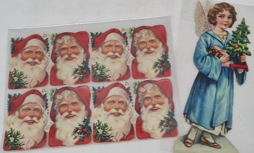 Antique Chromolithographed Santa Claus Die-Cuts ("Scraps"), c. 1900, German Christmas Ephemera (1 of 1)