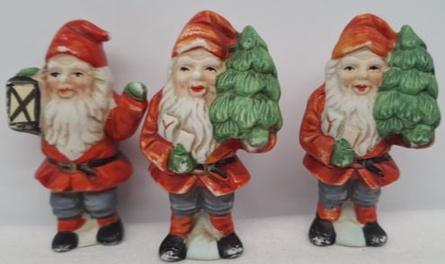 Three Vintage Bisque Porcelain Santa Claus Figures, Mid-20th Century Christmas Miniatures (1 of 3)