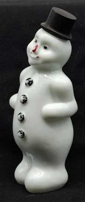 Vintage Milk Glass Snowman Bottle with Bakelite-Style Top Hat Lid, Mid-20th Century (1 of 4)
