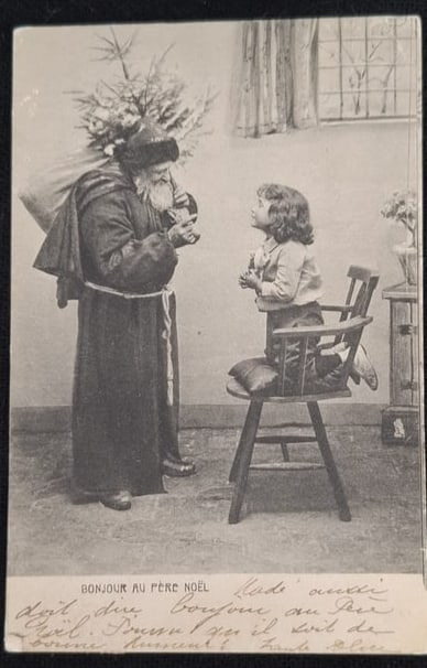 Antique German Santa Claus Christmas Postcard, c. 1900, Exceptional Holiday Illustration (1 of 2)