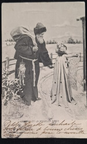 Antique German Santa Claus Christmas Postcard, c. 1900, Exceptional Holiday Illustration (1 of 2)
