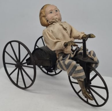 Stevens & Brown Clockwork Boy on Tricycle Toy, Connecticut, Circa 1880 (1 of 7)