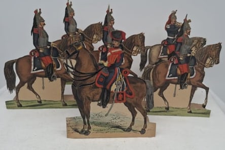 Exceptional Mid-19th Century Schutz French Hand-Colored Paper Soldiers in Original Box, c. (1 of 5)
