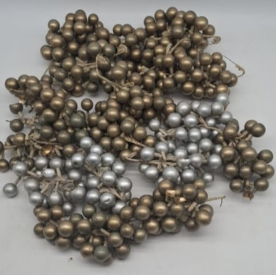 Group of 18 German Blown Glass Grape & Berry Clusters, Silver and Gold, Circa 1920 (1 of 5)