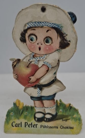 Mechanical Chromolithograph Advertising Die-Cut Scrap for Carl Peter Pahlsson Choklad, Circa 1910 (1 of 3)
