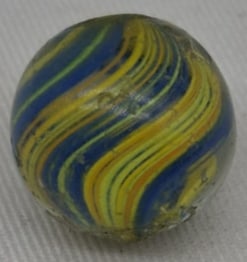 Handmade German Glass Marble, Early 20th Century: A fine handmade German glass marble dating to the early 1900s. This attractive example measures approximately 1.8 cm (0.7 inches) in diameter and displays the craftsmanship that made German marbles hi