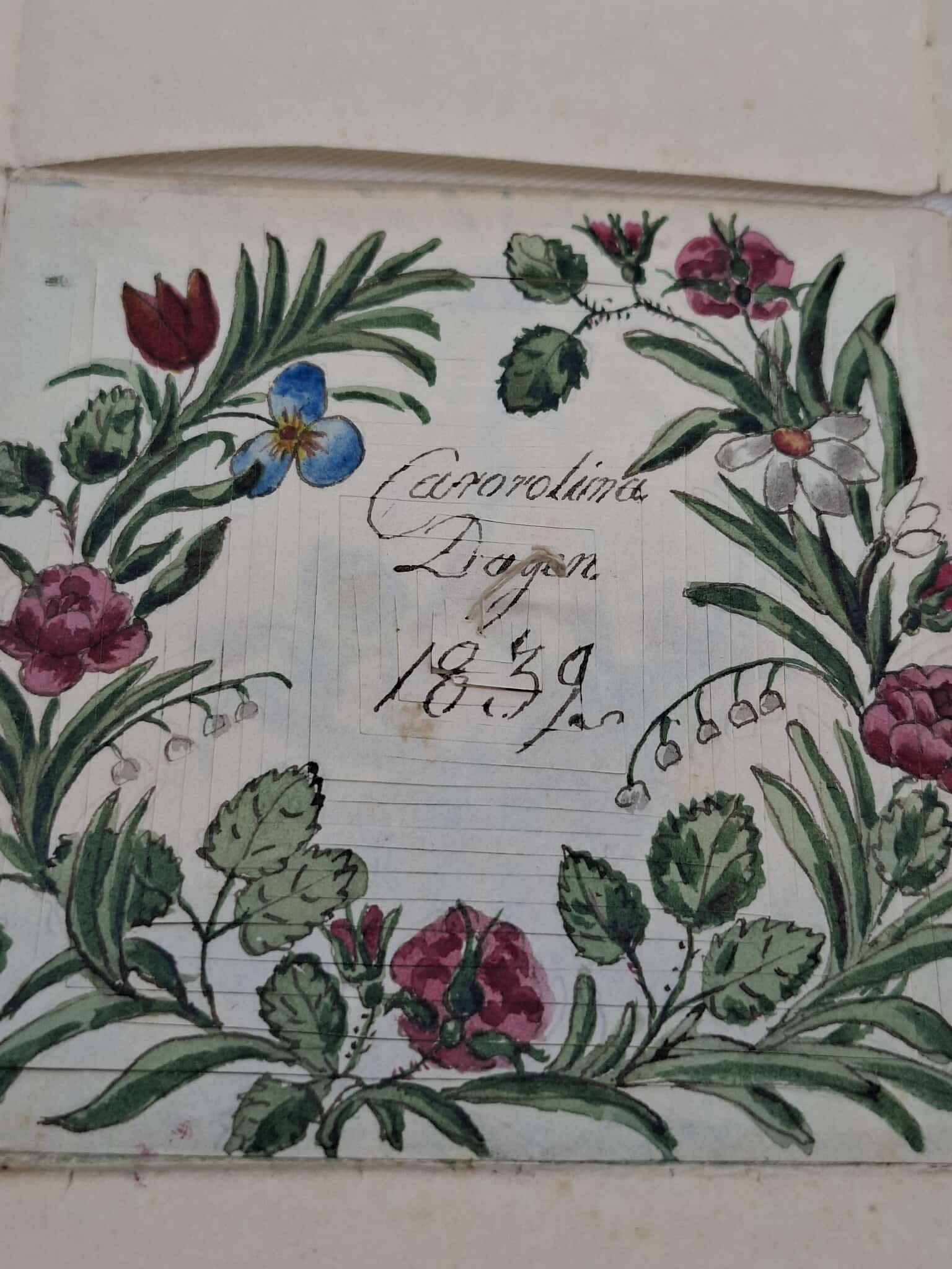 1839 Hand Painted Cutwork Hidden Message Valentine: A Beautiful and RARE 1839 SCHERENSCHNITTE cut-work Valentine or love token, there is a tiny piece of thread sticking up in the middle when you pull it up it exposes the Painting below,