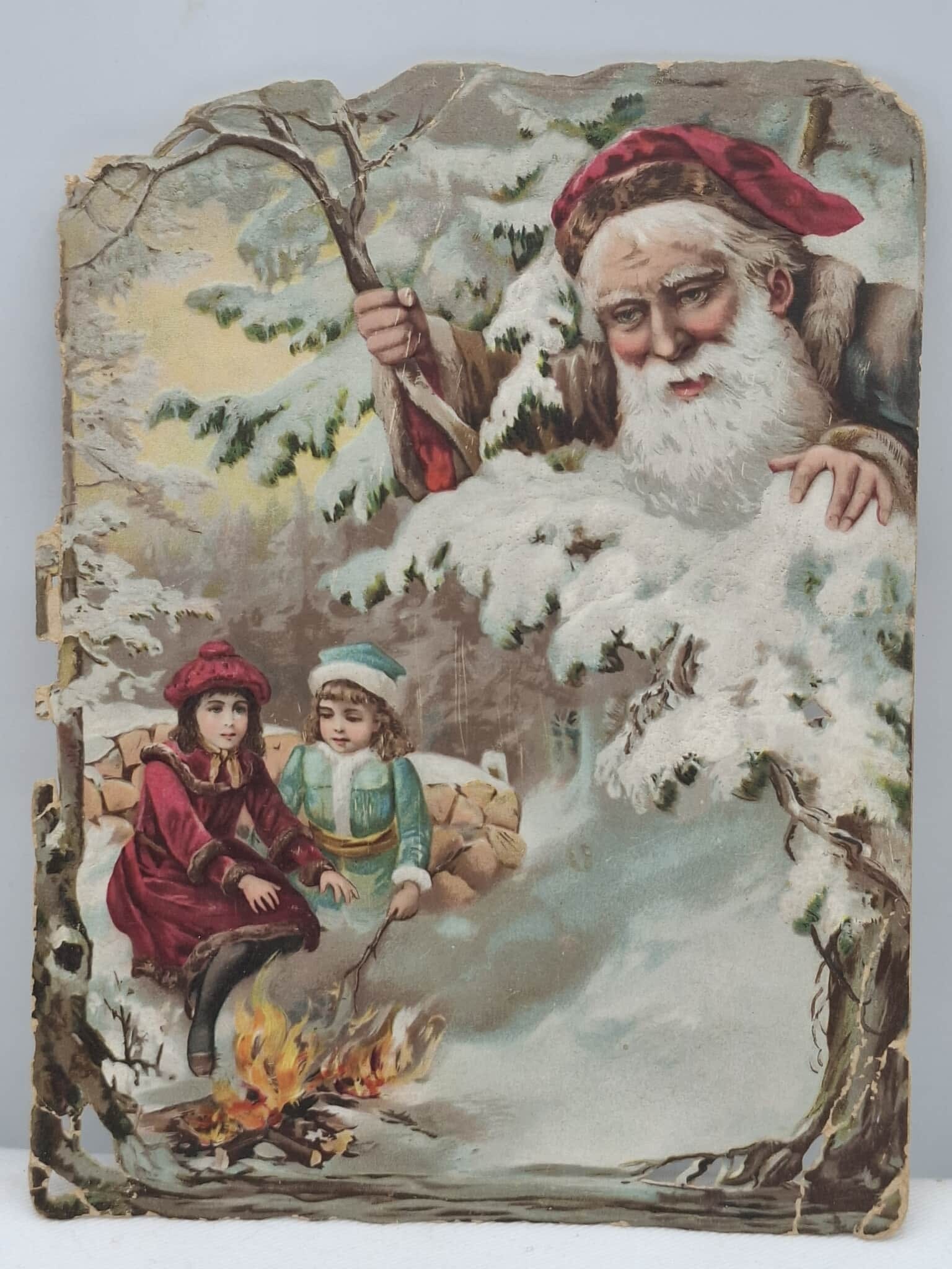Christmas Santa Claus Die Cut 1890s: A beautiful little die cut, it about inches