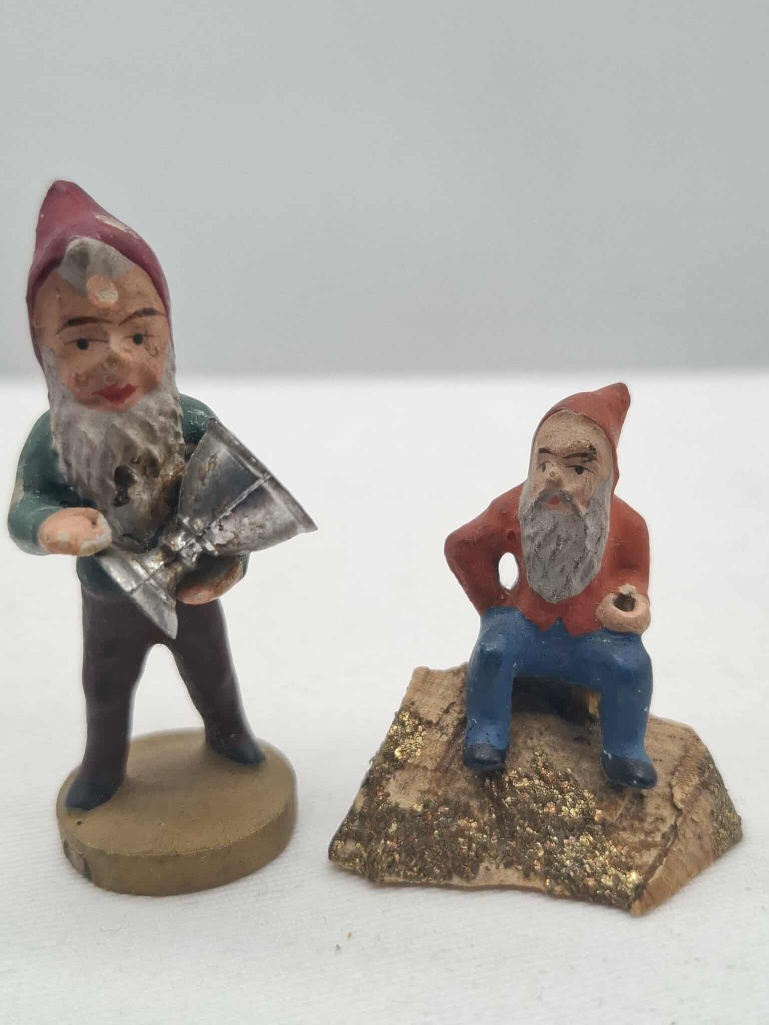 Old German Papier Mache Elves: Very Detailed old Germany Paper Mache elves, tallest is about 2 inches