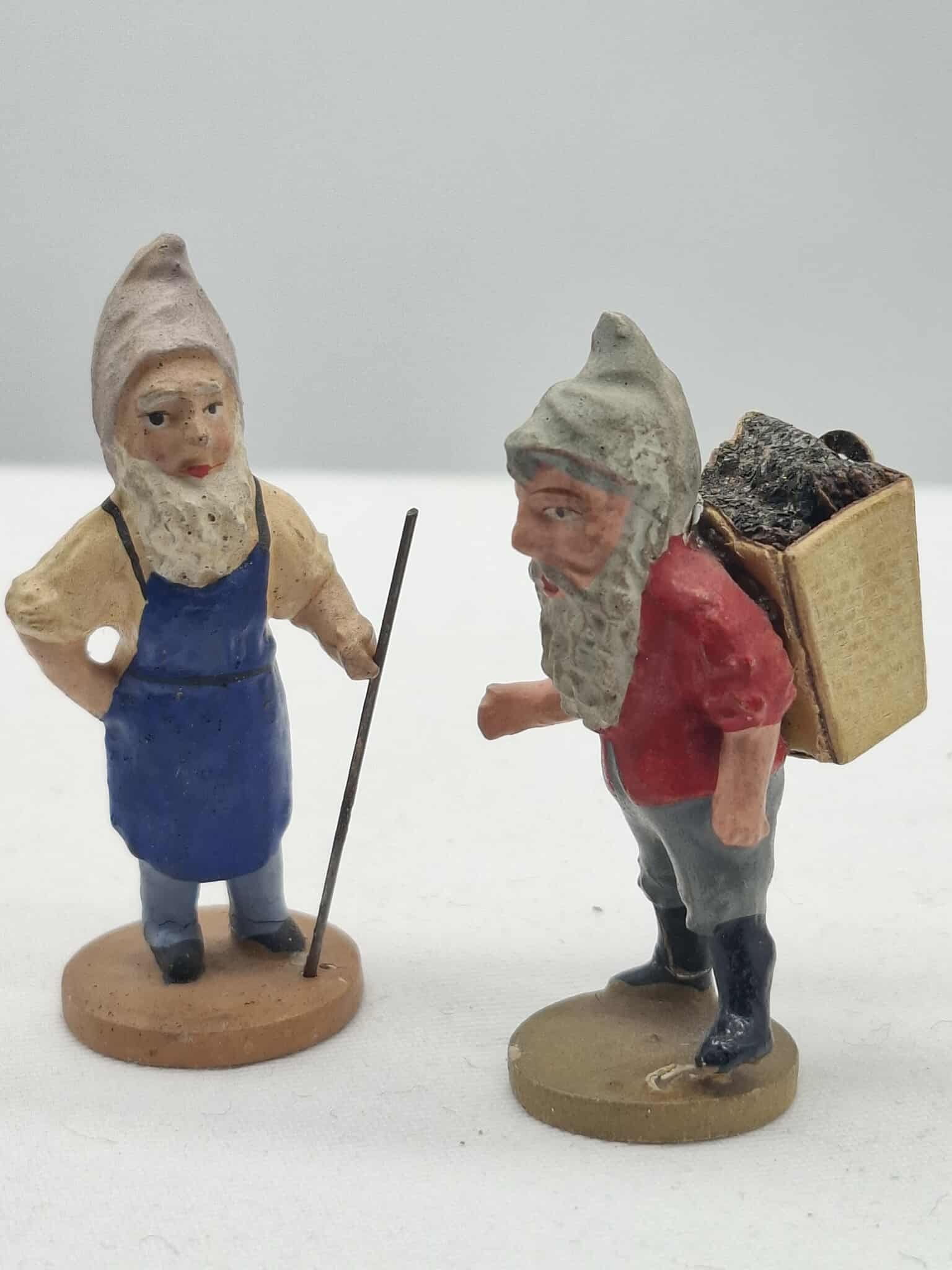 Old German Papier Mache Elves: Very Detailed old Germany Paper Mache elves, tallest is about 2 inches