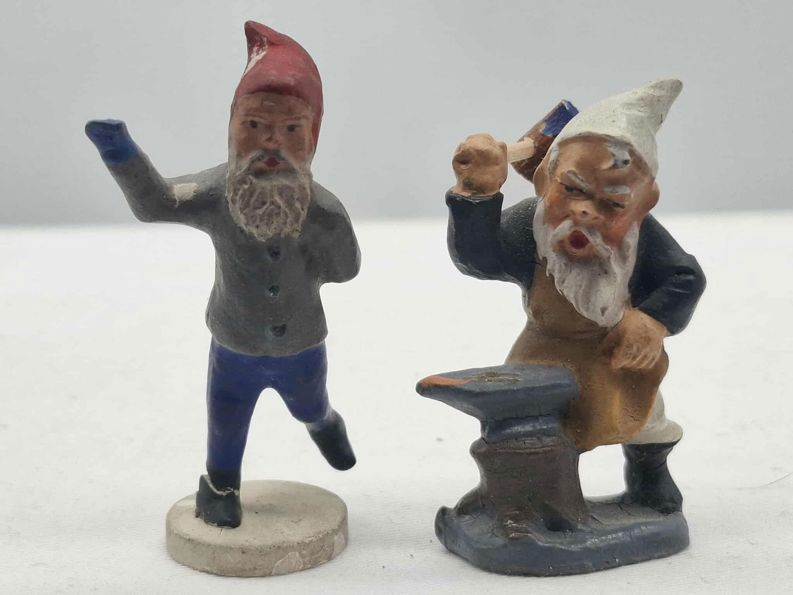 Old German Papier Mache Elves: Very Detailed old Germany Paper Mache elves, tallest is about 2 inches